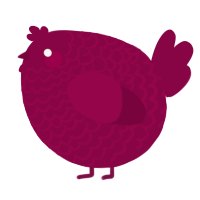 A maroon chicken with a lace pattern