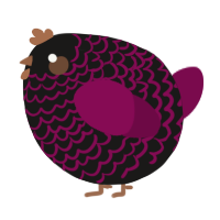 A sable and wine chicken with a lace pattern