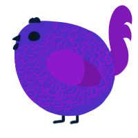 A indigo and violet chicken with a double-lace pattern