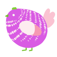 A orchid and rose chicken with a bar pattern