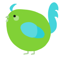 A grass and aqua chicken