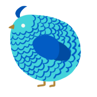 A aqua and ultramarine chicken with a lace pattern