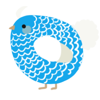 A sky and white chicken with a lace pattern