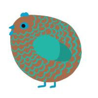 A brown and turquoise chicken with a lace pattern