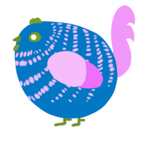 A sapphire and lavender chicken with a bar pattern