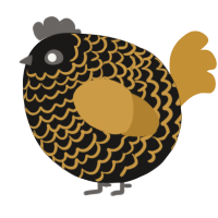 A sable and gold chicken with a lace pattern