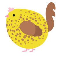 A yellow and brown chicken with a speckle pattern