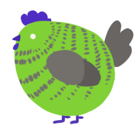 A grass and grey chicken with a bar pattern