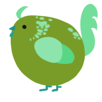 A chartreuse and spring chicken with a neck-speckle pattern