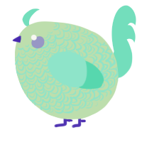 A gluppy and mint chicken with a double-lace pattern