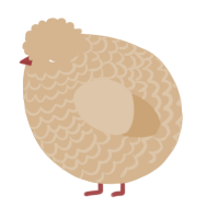 A beige chicken with a lace pattern