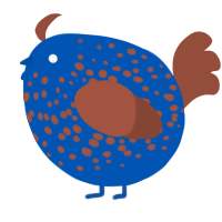A ultramarine and russet chicken with a speckle pattern