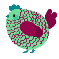 A spring and maroon chicken with a lace pattern