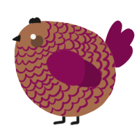 A brown and wine chicken with a lace pattern
