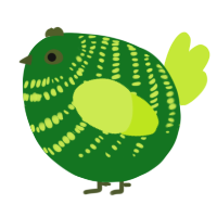 A leaf and lime chicken with a bar pattern