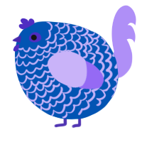 A ultramarine and lilac chicken with a lace pattern