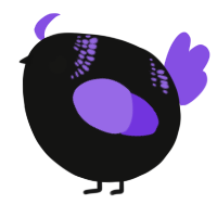 A black and blurple chicken with a neck-band pattern