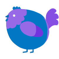 A sapphire and blurple chicken with a head pattern