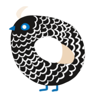 A sable and cream chicken with a lace pattern
