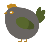 A grey and olive chicken