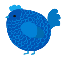A ultramarine and sapphire chicken with a lace pattern