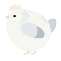 A white and mist chicken with a neck-speckle pattern