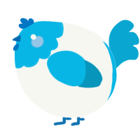 A white and cerulean chicken with a head pattern