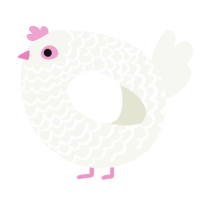 A white chicken with a lace pattern