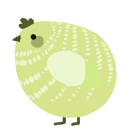 A lemon and apple chicken with a bar pattern