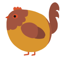 A orange and russet chicken with a head pattern