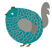 A teal and ash chicken with a lace pattern