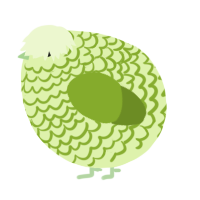 A apple and chartreuse chicken with a lace pattern