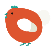 A vermilion and white chicken
