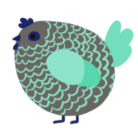 A grey and mint chicken with a lace pattern