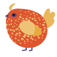 A vermilion and honey chicken with a speckle pattern