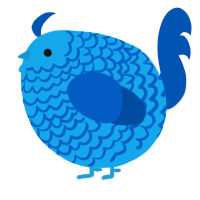 A sky and ultramarine chicken with a lace pattern