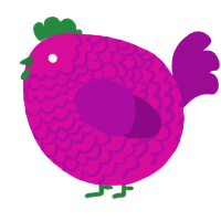 A fuchsia and plum chicken with a lace pattern