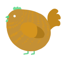 A gold and ochre chicken with a bar pattern