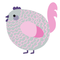 A silver and pink chicken with a lace pattern