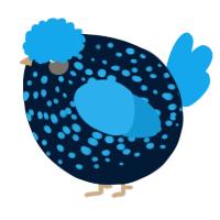 A tumblr and sky chicken with a speckle pattern
