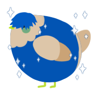 A ultramarine and beige chicken with a head pattern