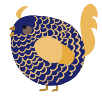 A navy and honey chicken with a lace pattern