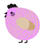 A lavender and beige chicken with a lace pattern