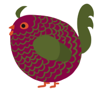 A maroon and olive chicken with a lace pattern