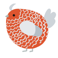 A vermilion and mist chicken with a lace pattern