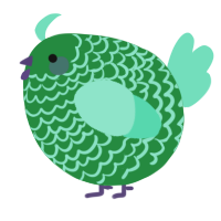 A viridian and mint chicken with a lace pattern