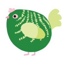 A viridian and lemon chicken with a half-bar pattern