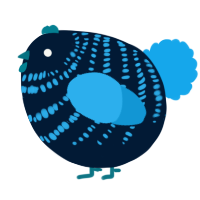 A tumblr and sky chicken with a bar pattern