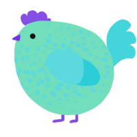A mint and aqua chicken with a speckle pattern