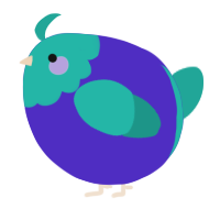 A indigo and turquoise chicken with a head pattern